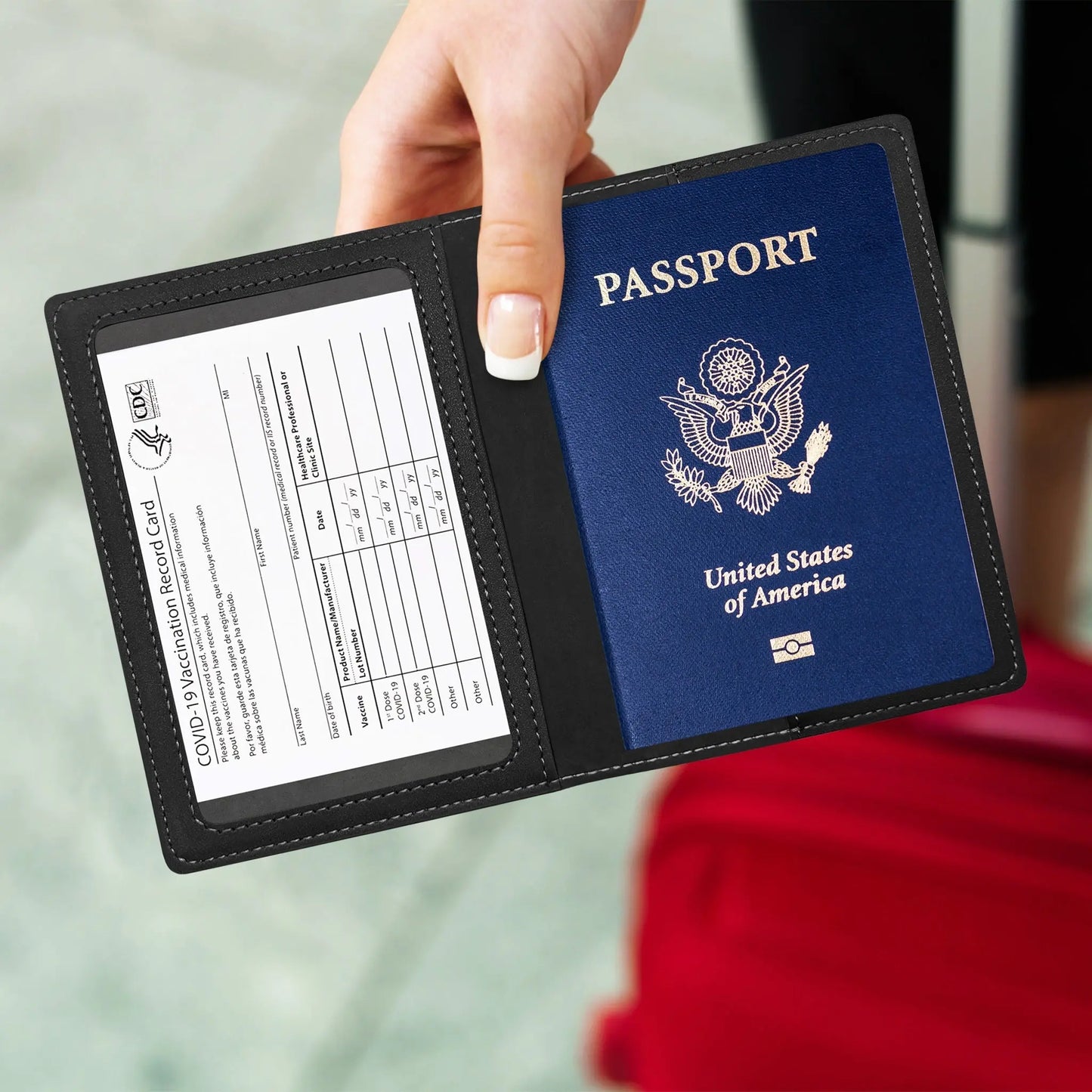 Ciana Vaccine Card and Passport Holder Cerulean Grapevine