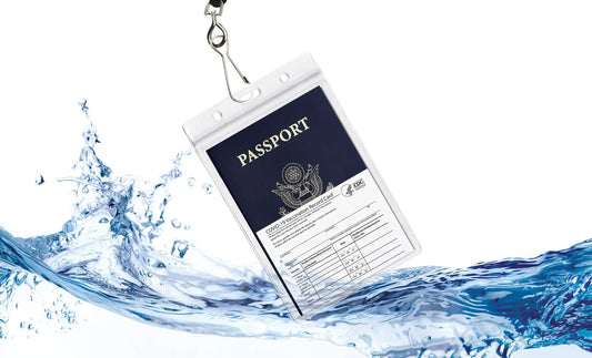 Waterproof Passport & CDC Vaccination Card Holder w/ Lanyard Cerulean Grapevine