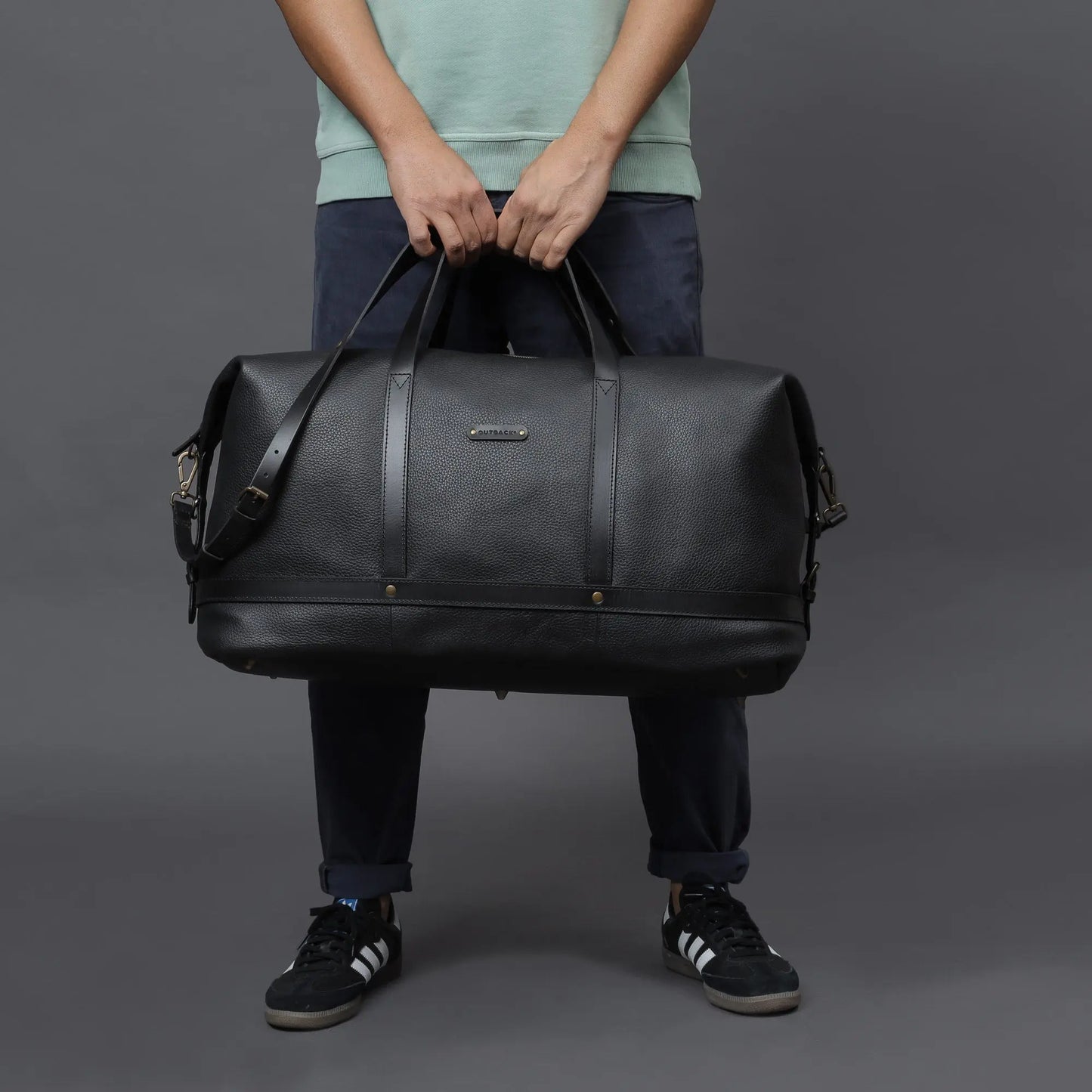 Runway Leather Travel Bag Cyan Beech