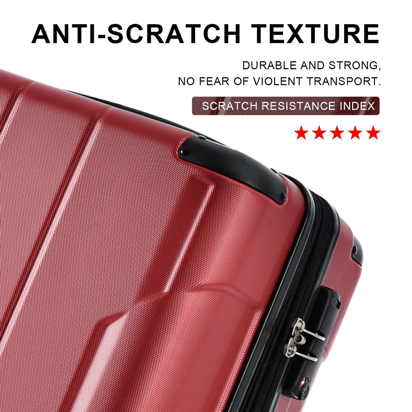 Luggage Sets 3 Piece, Expandable Hard shell ABS Suitcases with Double Sangria Beech