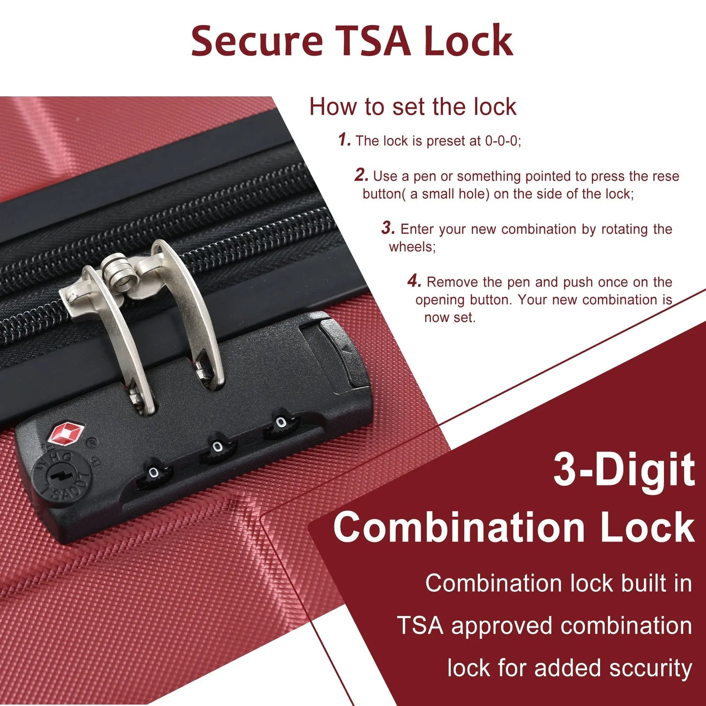 Luggage Sets 3 Piece, Expandable Hard shell ABS Suitcases with Double Sangria Beech