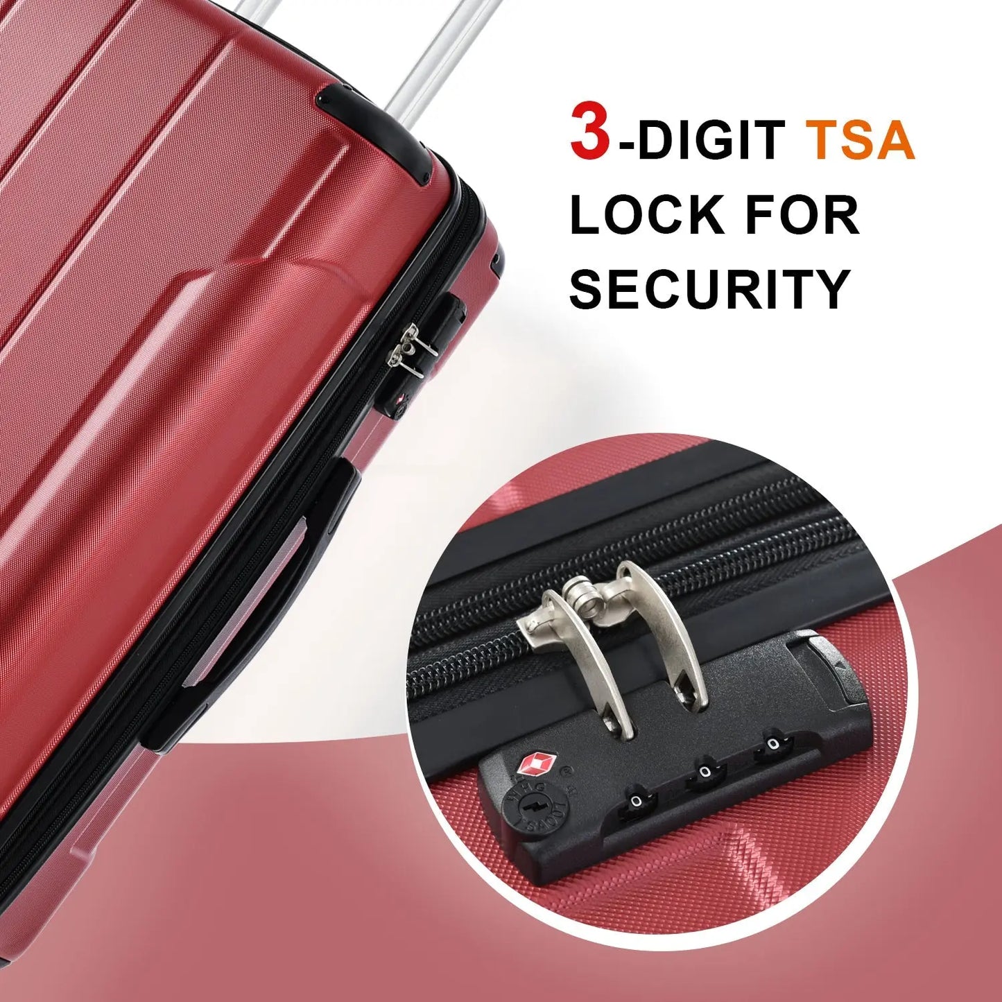 Luggage Sets 3 Piece, Expandable Hard shell ABS Suitcases with Double Sangria Beech