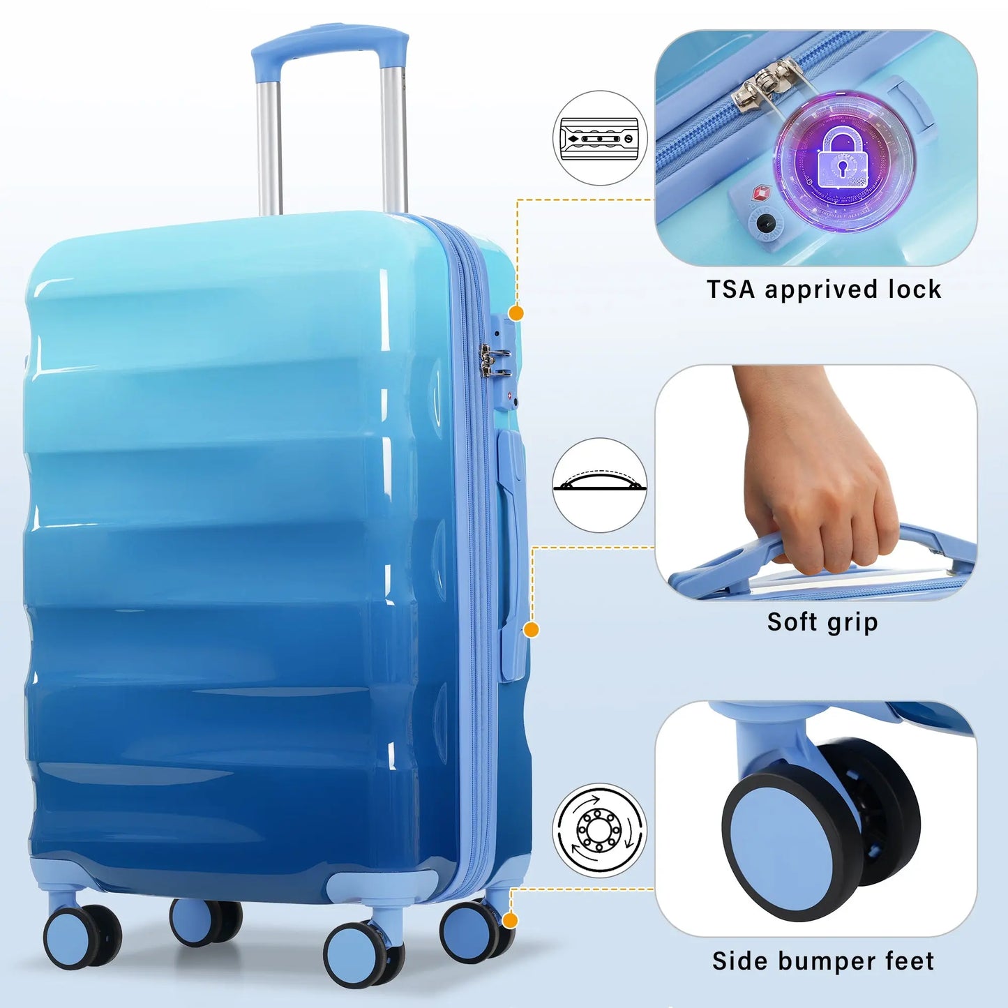 Luggage Set 3 Piece – Hardshell Suitcases with Spinner Wheels and TSA