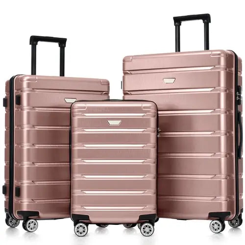 Hardshell Luggage Set 3 Piece, Durable ABS+PC Travel Suitcase with
