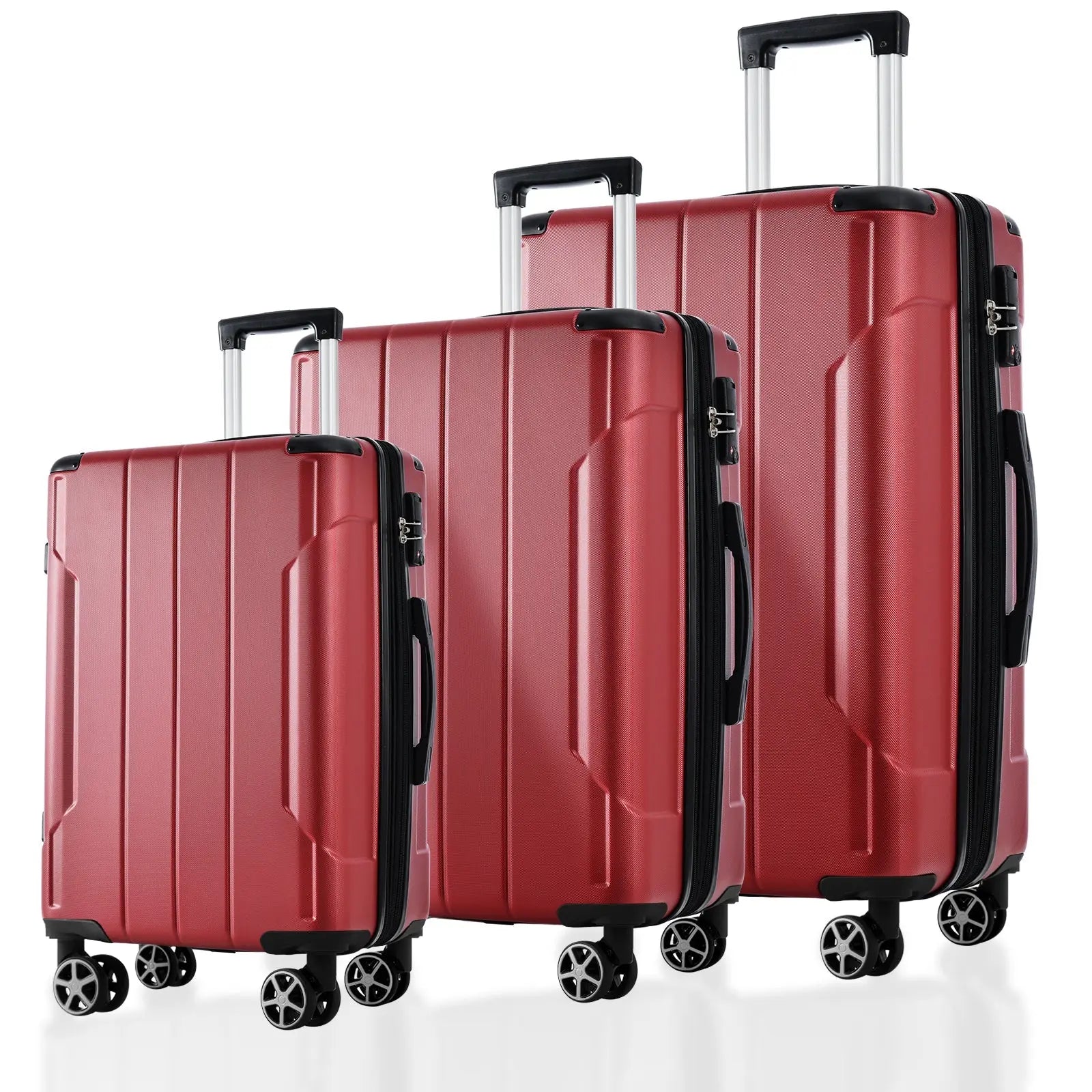 Luggage Sets 3 Piece, Expandable Hard shell ABS Suitcases with Double Sangria Beech