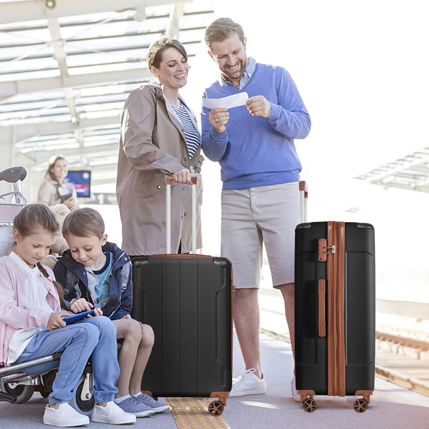 Luggage Sets 3 Piece, Expandable Hard shell ABS Suitcases with Double