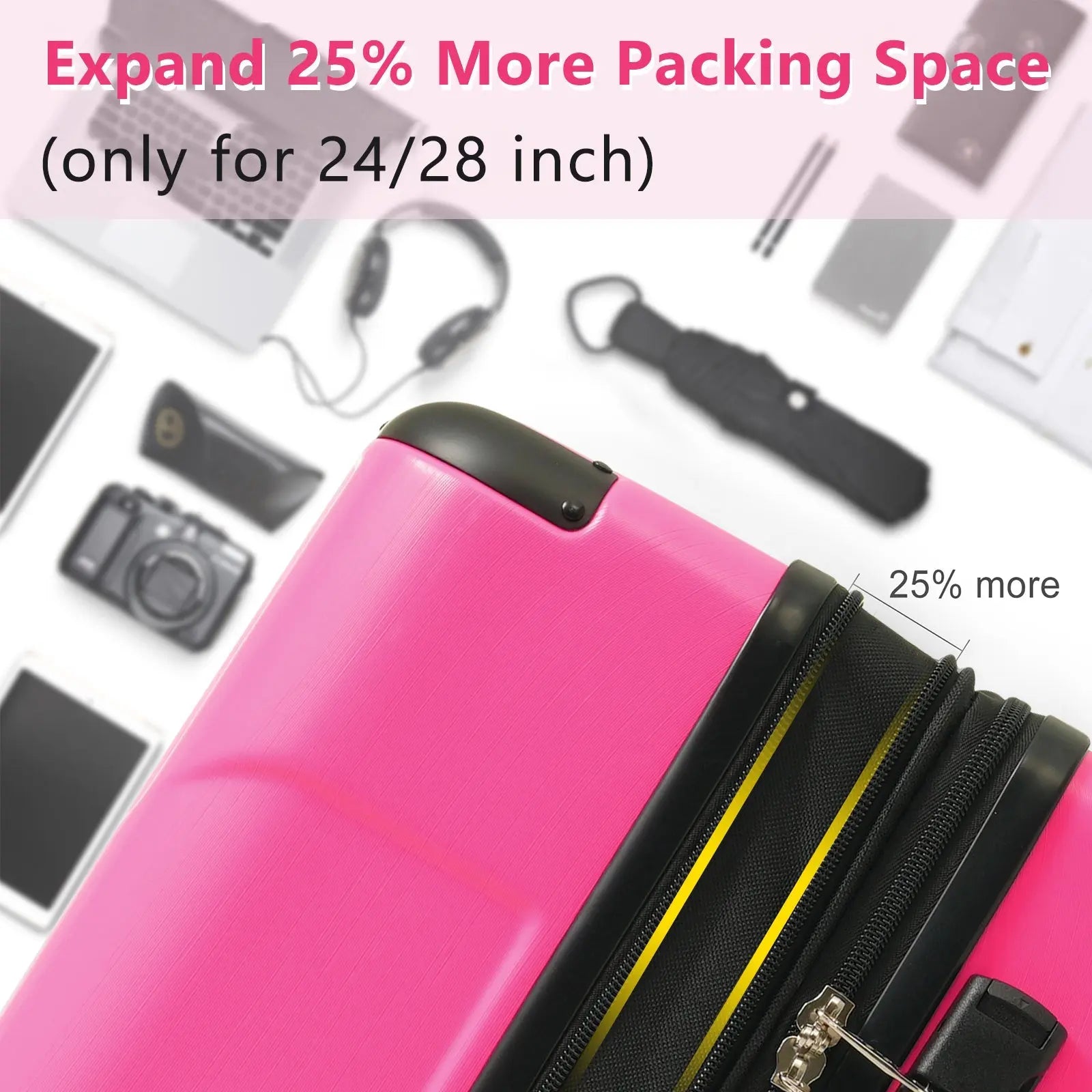 Luggage Sets 3 Piece, Expandable Hard shell ABS Suitcases with Double Sangria Beech