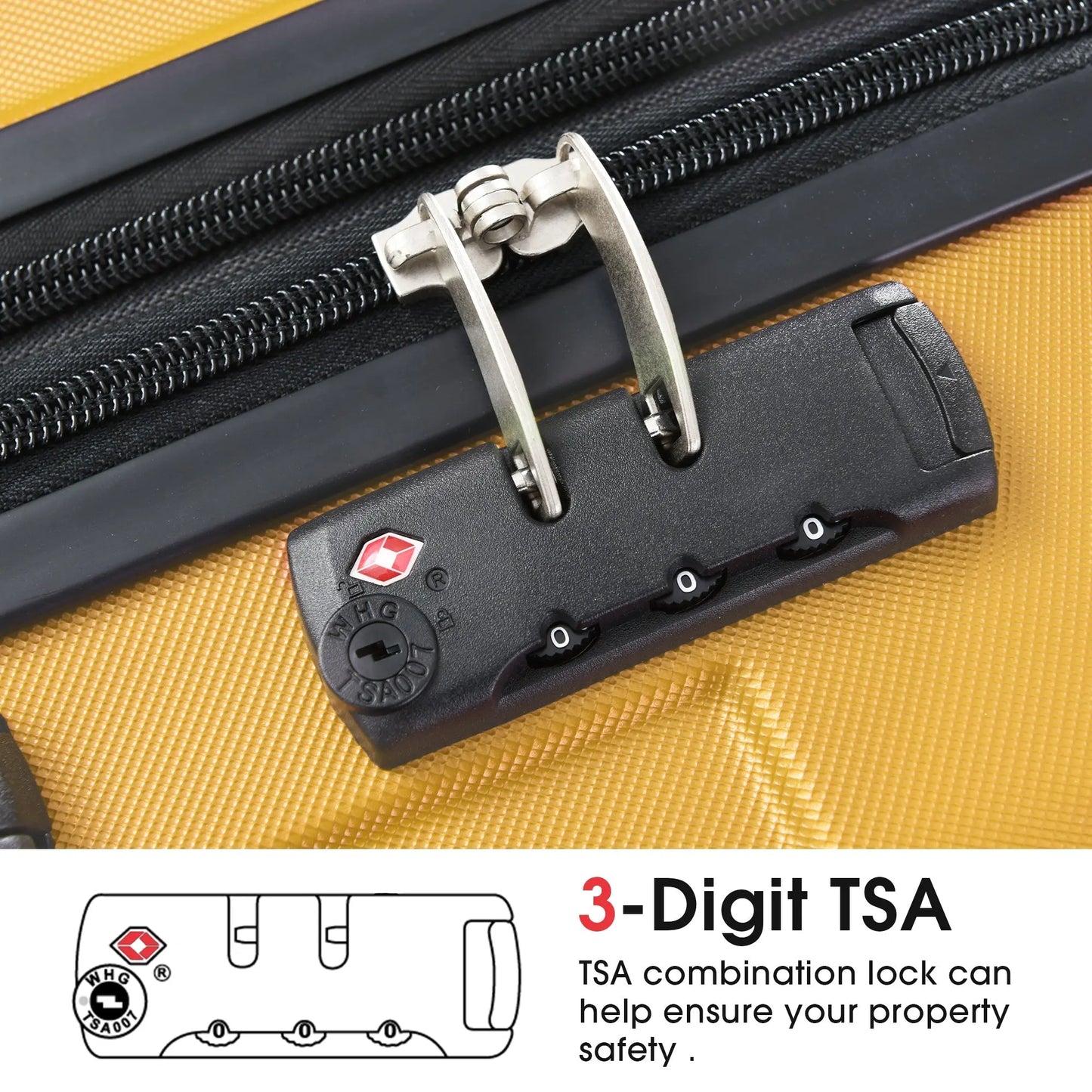 Luggage Sets 3 Piece, Expandable Hard shell ABS Suitcases with Double