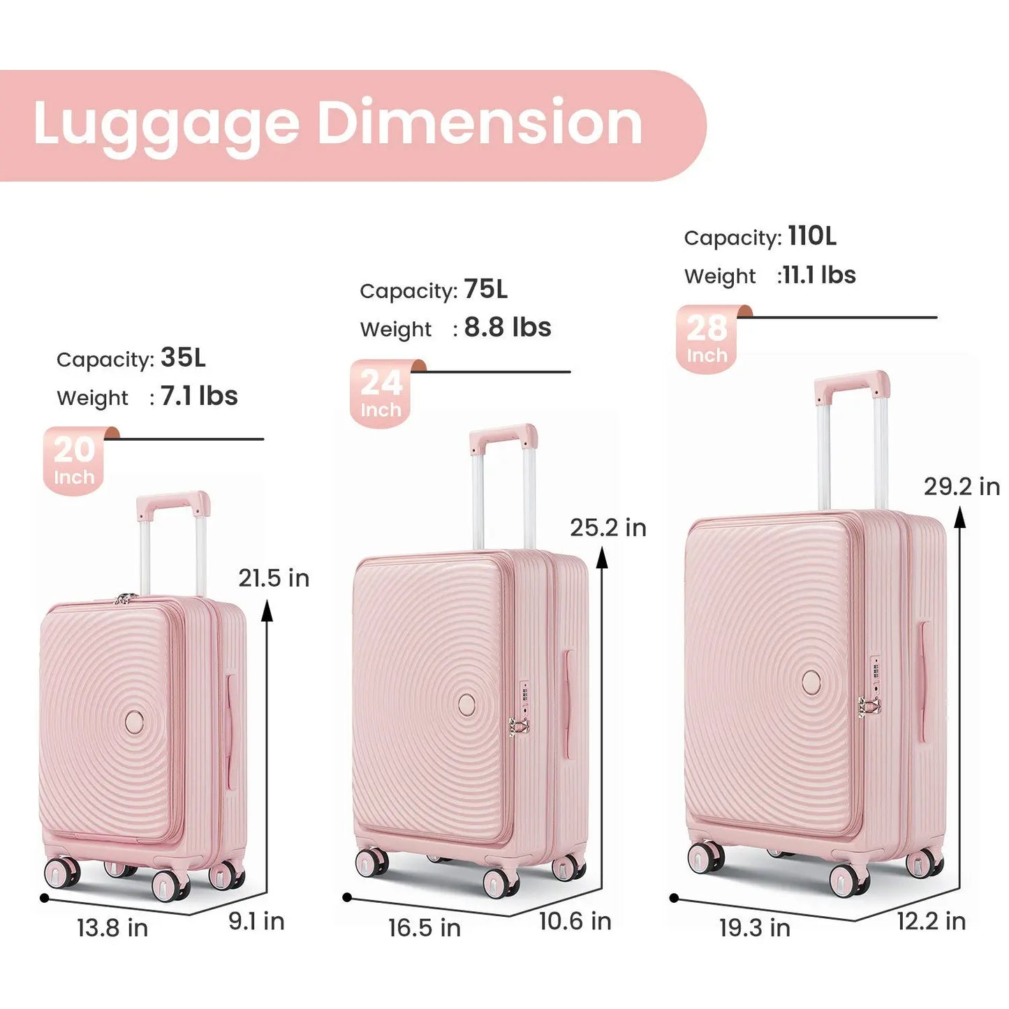 Luggage Sets 3 Piece(20/24/28), Expandable Carry On Luggage with TSA