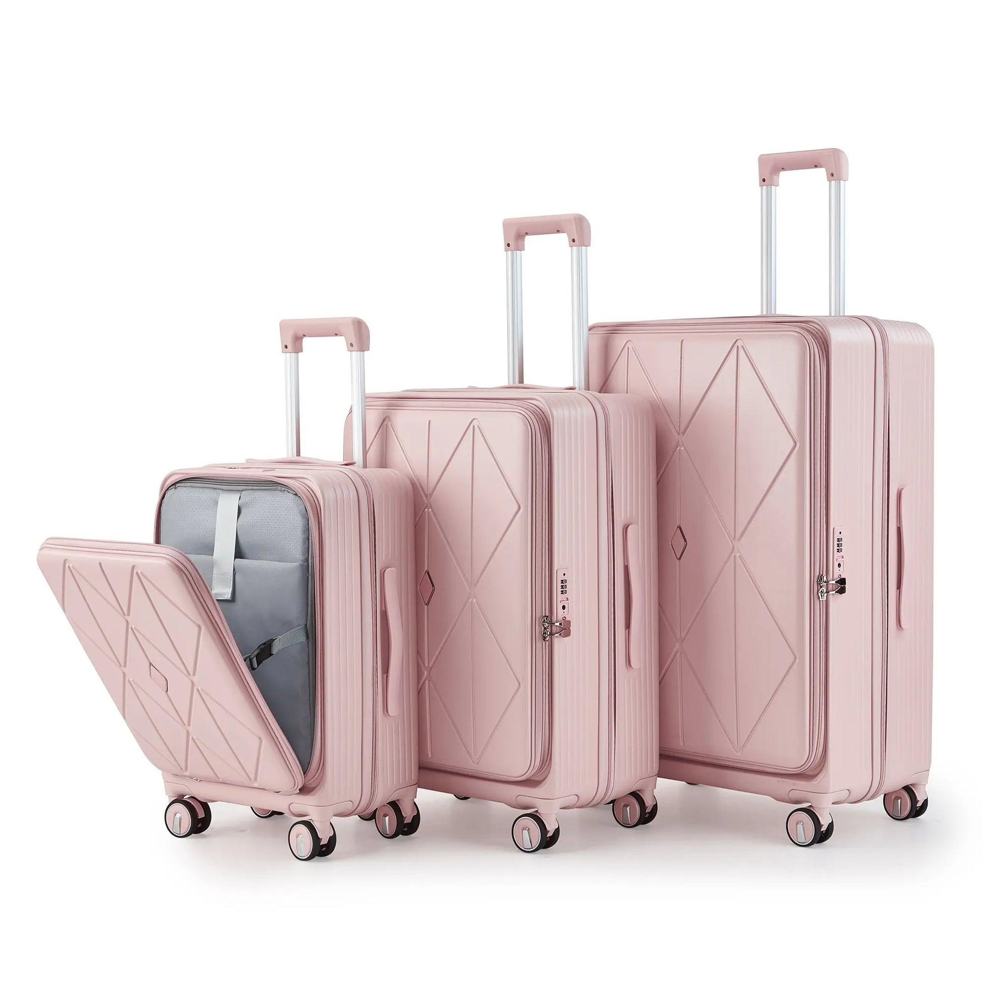 Luggage Sets 3 Piece(20/24/28), Expandable Carry On Luggage with TSA Sangria Beech
