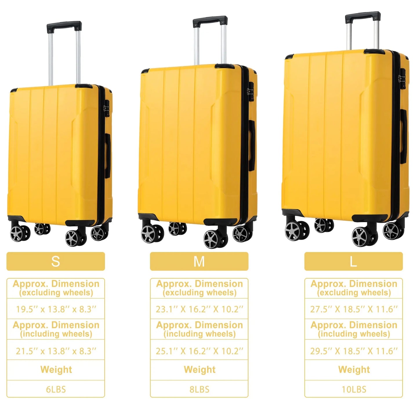 Luggage Sets 3 Piece, Expandable Hard shell ABS Suitcases with Double