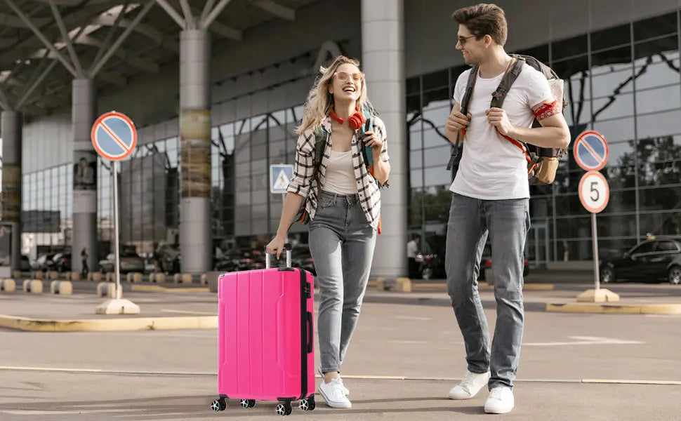 Luggage Sets 3 Piece, Expandable Hard shell ABS Suitcases with Double Sangria Beech