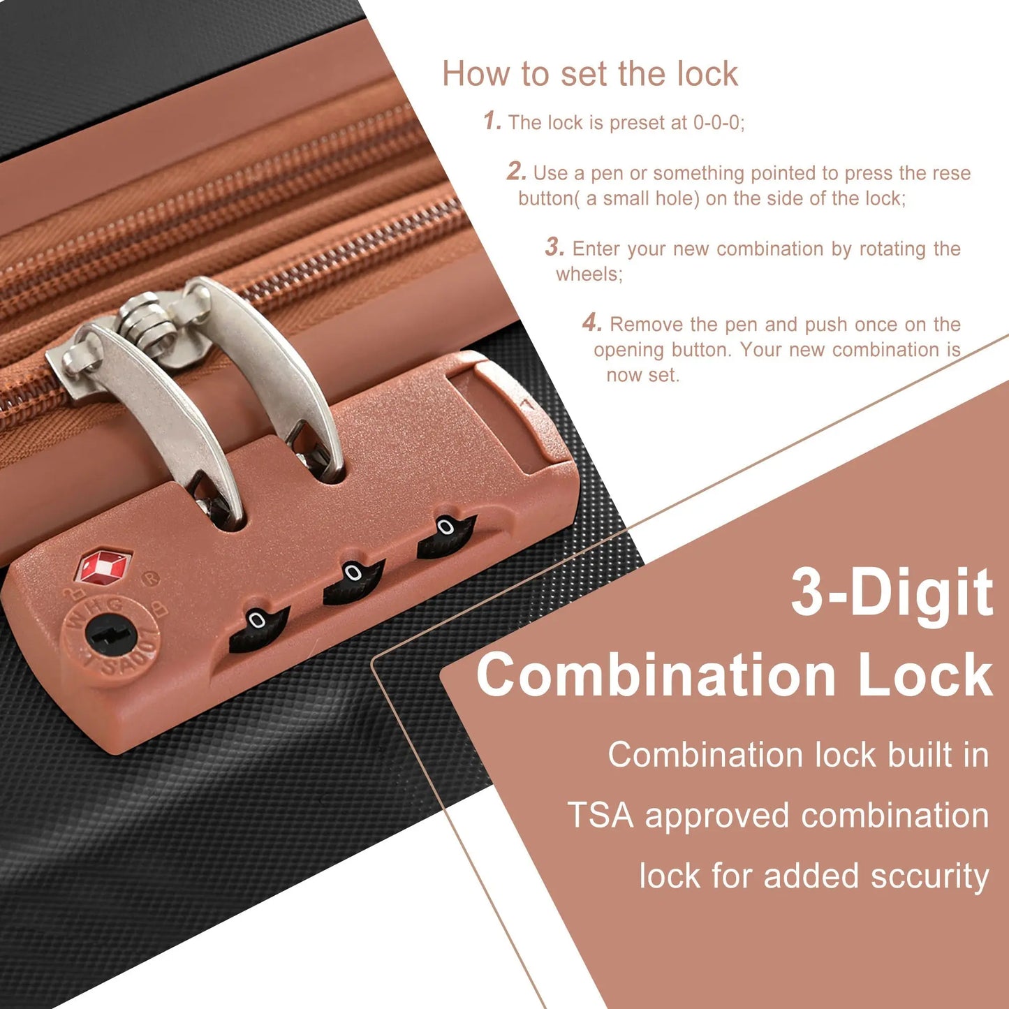 Luggage Sets 3 Piece, Expandable Hard shell ABS Suitcases with Double