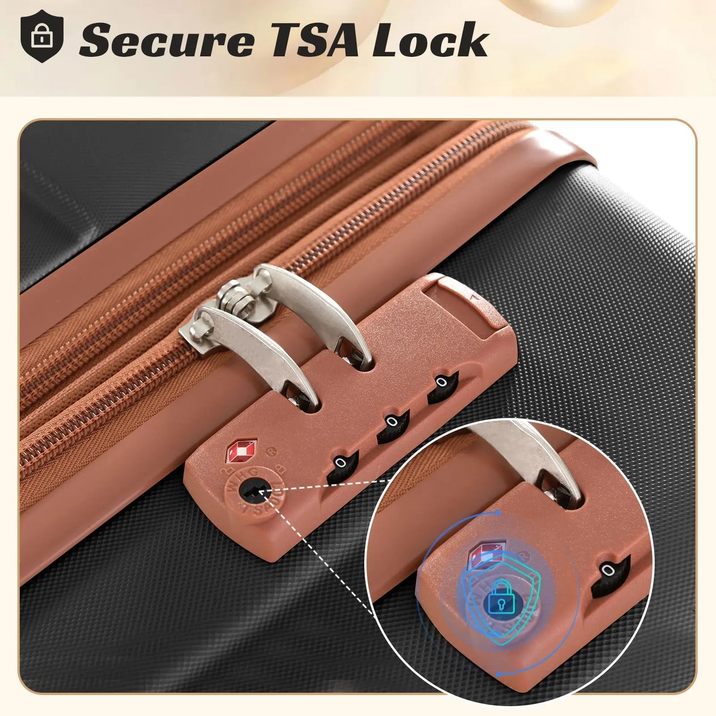 Luggage Sets 3 Piece, Expandable Hard shell ABS Suitcases with Double