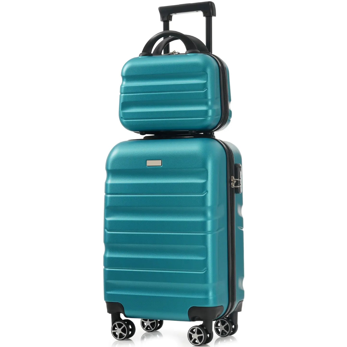 Hardshell ABS Luggage Set - Lightweight & Durable Suitcases with Dual Sangria Beech