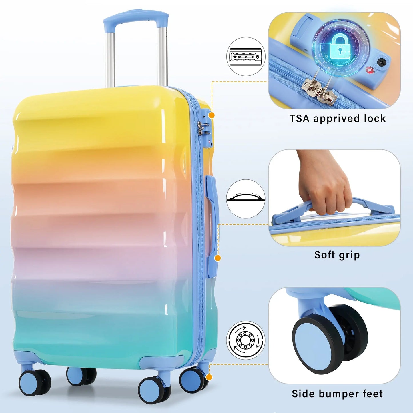 Luggage Set 3 Piece – Hardshell Suitcases with Spinner Wheels and TSA