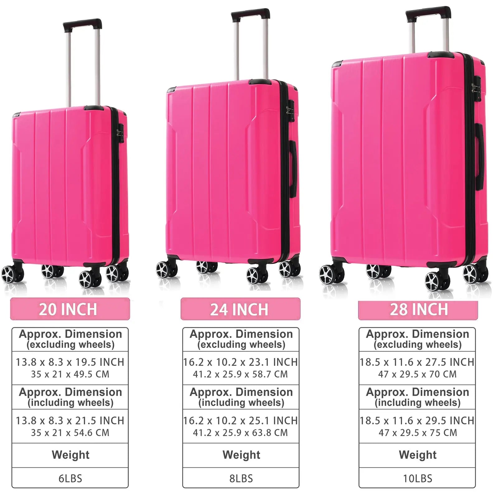 Luggage Sets 3 Piece, Expandable Hard shell ABS Suitcases with Double Sangria Beech