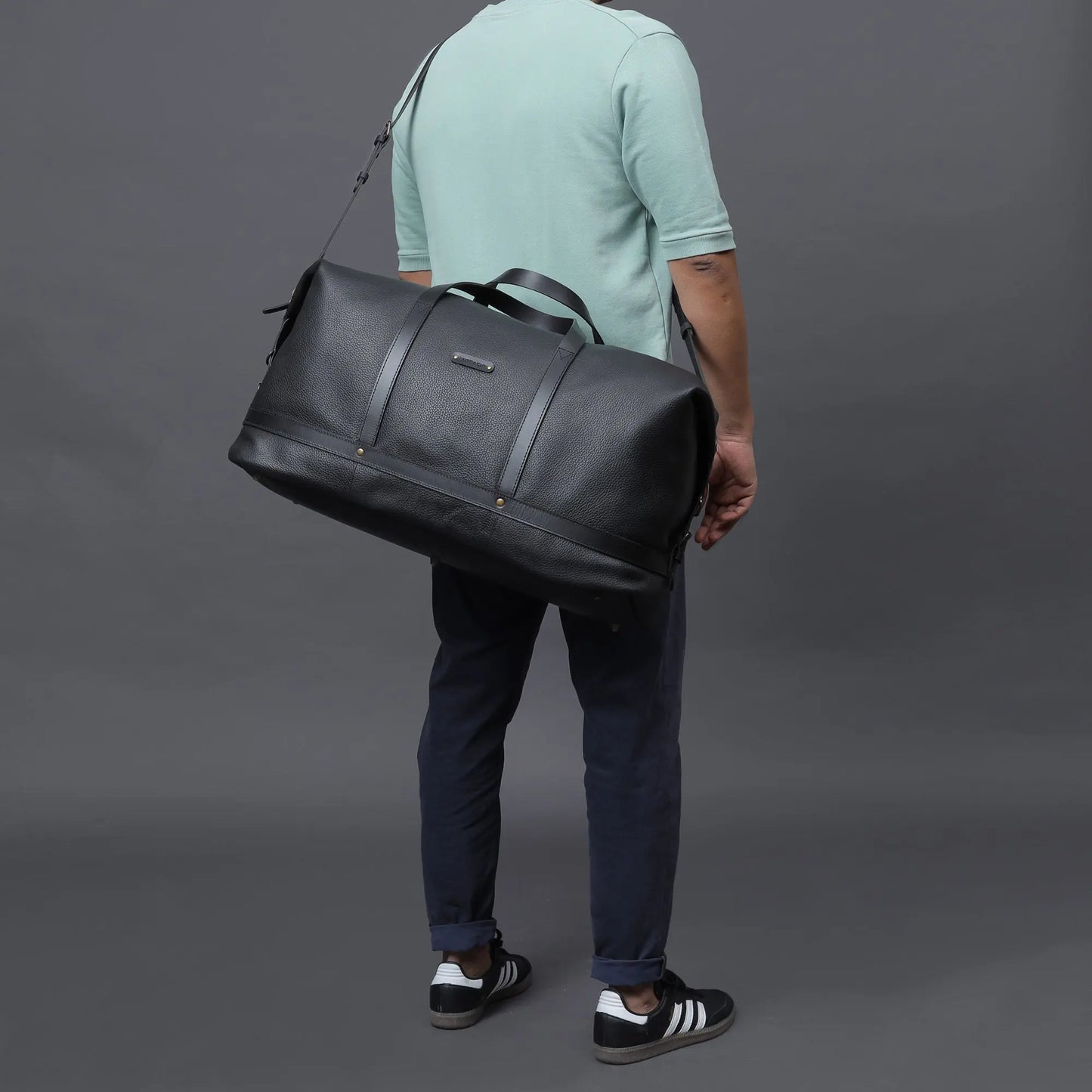 Runway Leather Travel Bag Cyan Beech