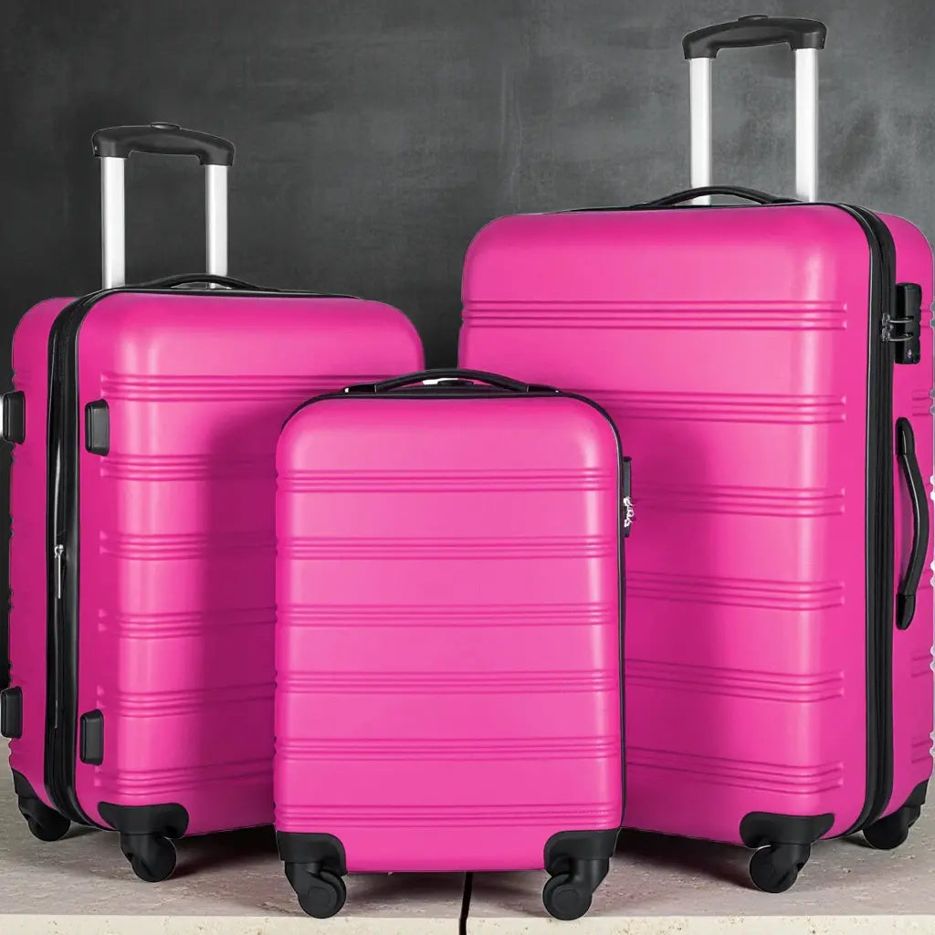 3 Piece Luggage Set Hardside Spinner Suitcase with TSA Lock 20' 24' Sangria Beech