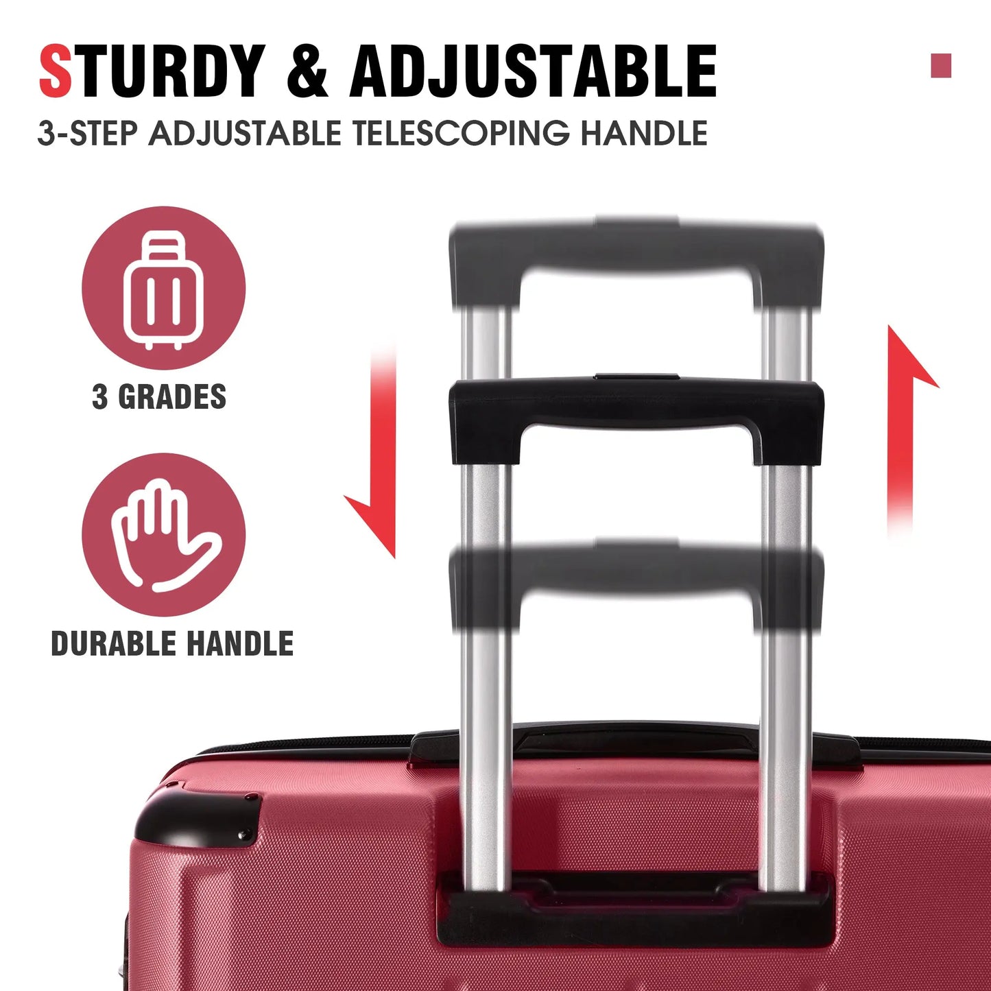 Luggage Sets 3 Piece, Expandable Hard shell ABS Suitcases with Double Sangria Beech