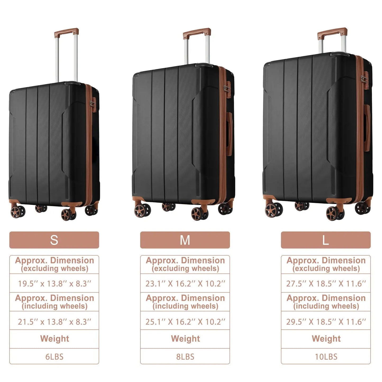 Luggage Sets 3 Piece, Expandable Hard shell ABS Suitcases with Double
