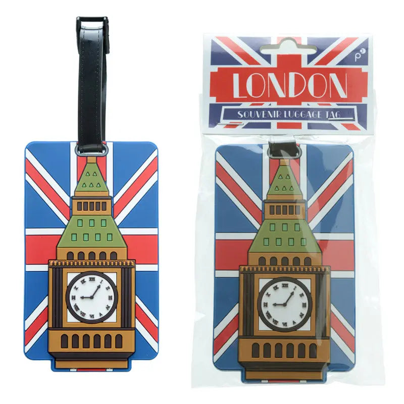 Fun Novelty Union Flag Big Ben Luggage Tag Beige Grapevine