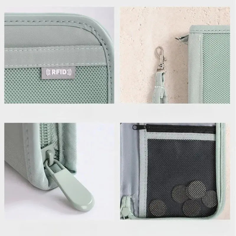 Boarding Passport Ticket Organizer - Secure passport wallet with multiple card slots and quick scan ID, RFID blocking-tan TravelTimesAwait