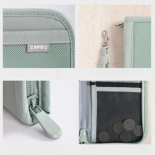 Boarding Passport Ticket Organizer - Secure passport wallet with multiple card slots and quick scan ID, RFID blocking-tan TravelTimesAwait