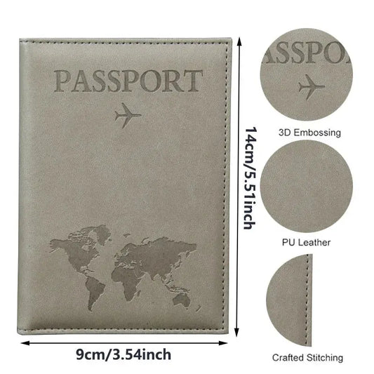 PU Passport Holder Map Pattern Ticket Passport Covers Travel Passport Protective Cover ID Credit Card Holder Travel Accessories TravelTimesAwait