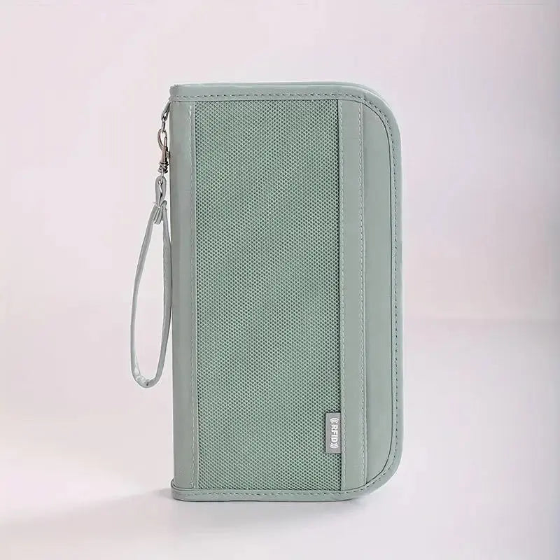 Boarding Passport Ticket Organizer - Secure passport wallet with multiple card slots and quick scan ID, RFID blocking-tan TravelTimesAwait