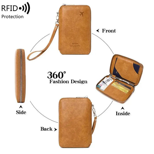 Minimalist and fashionable RFID passport holder multifunctional PU leather travel accessory passport holder wallet holder unisex TravelTimesAwait