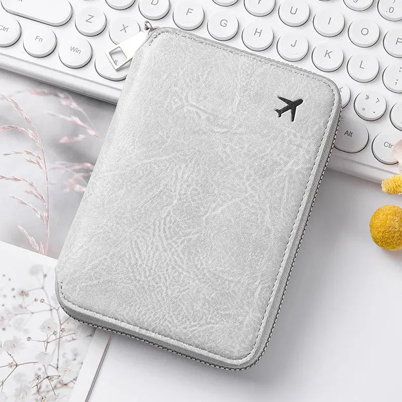 Zippered ID passport case, large capacity ticket organizer card case, travel passport holder A-DH TravelTimesAwait