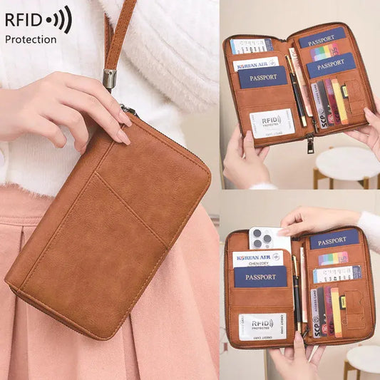 New Travel Passport Clip Wallet Women and Men Multifunctional PU Leather Card Holde RFID Anti Theft Swiping Wallets Storage Bag TravelTimesAwait