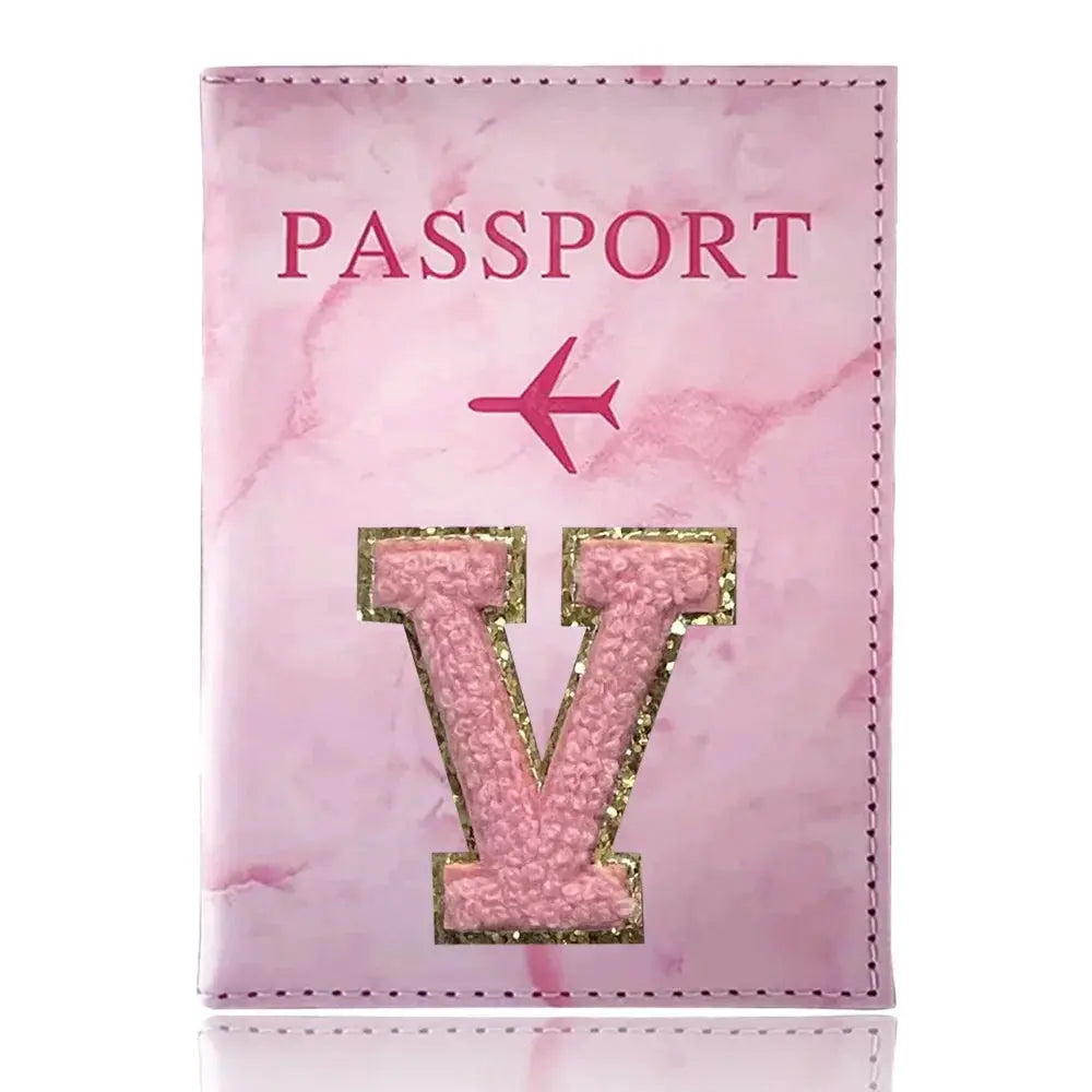 PU Passport Holder Pink Color Ticket Passport Covers Embroidery Label Series ID Credit Card Holder Cover Travel Accessorie TravelTimesAwait