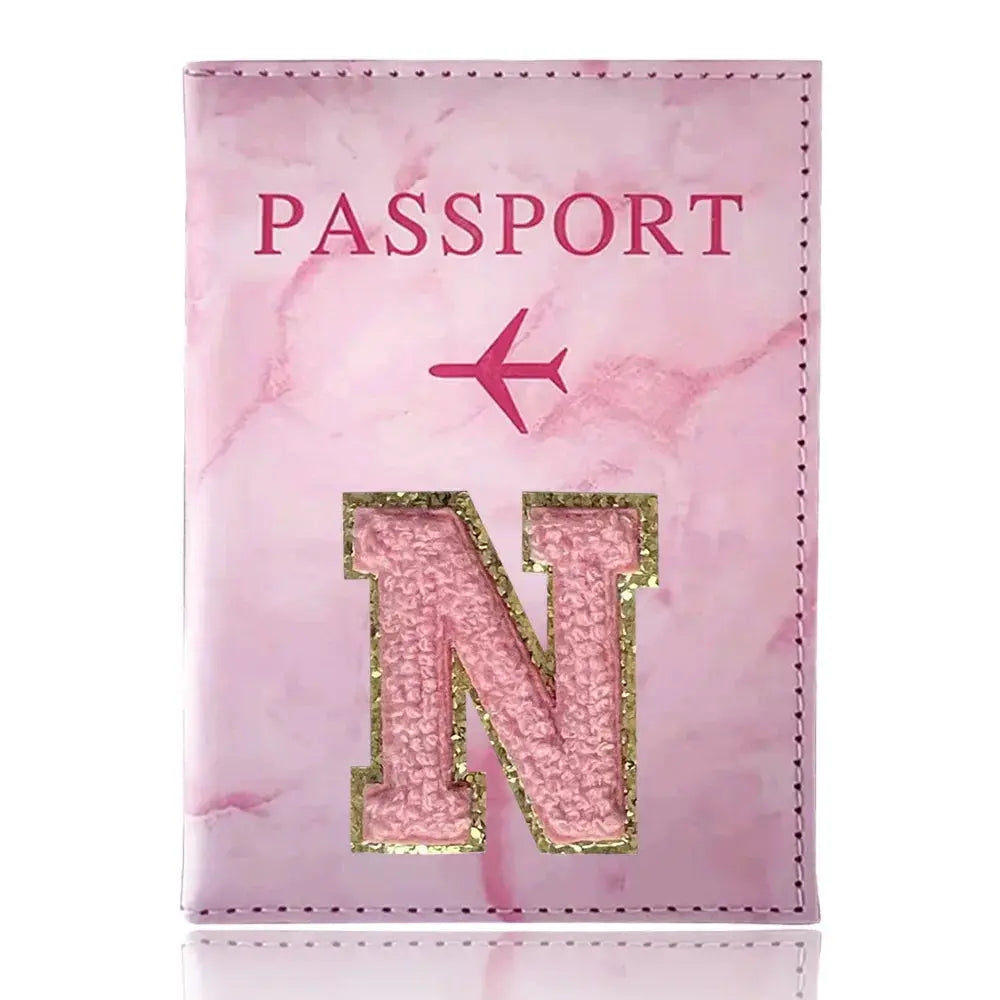 PU Passport Holder Pink Color Ticket Passport Covers Embroidery Label Series ID Credit Card Holder Cover Travel Accessorie TravelTimesAwait