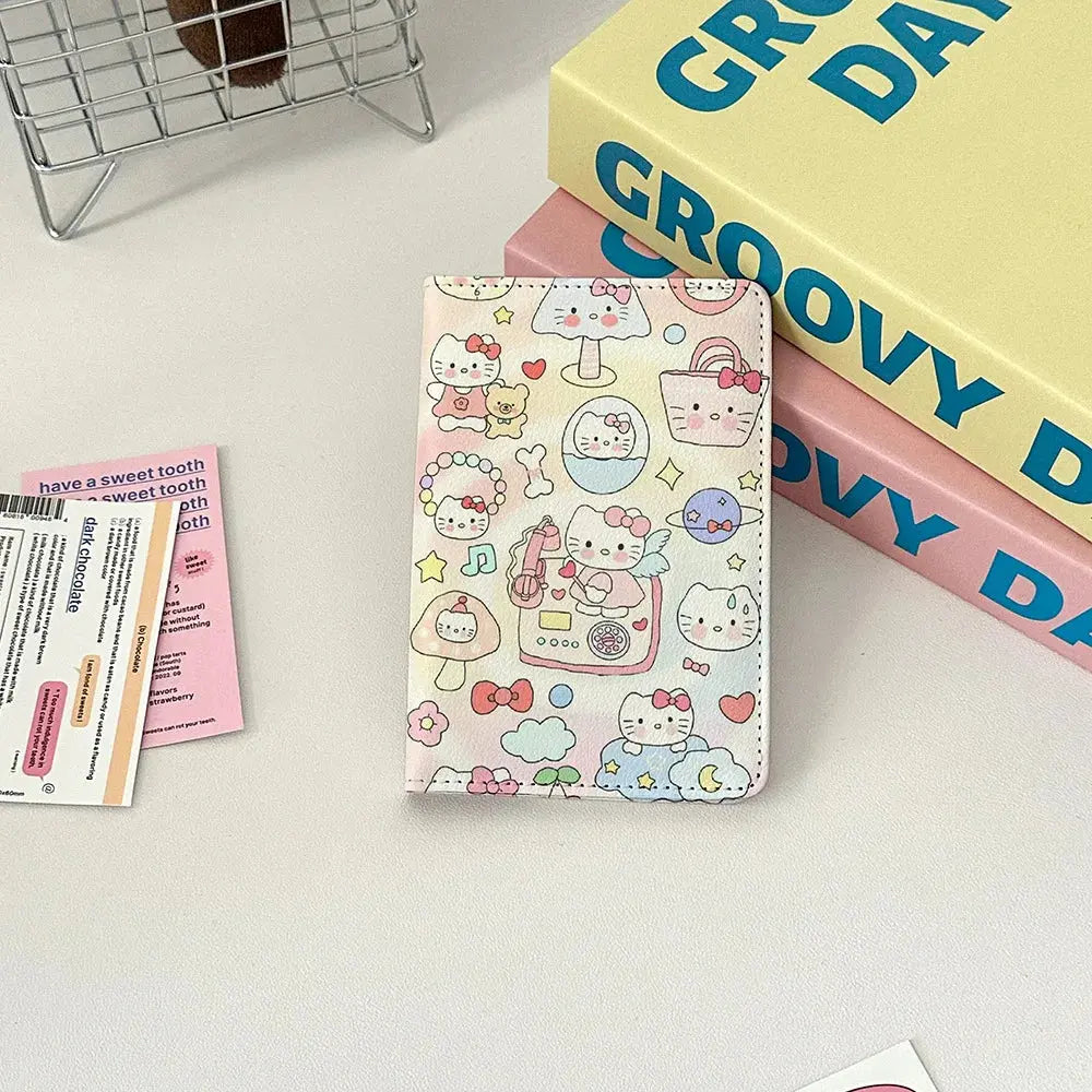 Sanrio Hello Kitty PU Passport Holder Passport Covers Travel Passport Protective Cover ID Credit Card Holder Travel Accessories TravelTimesAwait