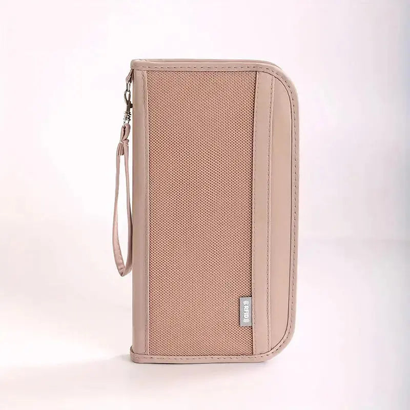 Boarding Passport Ticket Organizer - Secure passport wallet with multiple card slots and quick scan ID, RFID blocking-tan TravelTimesAwait