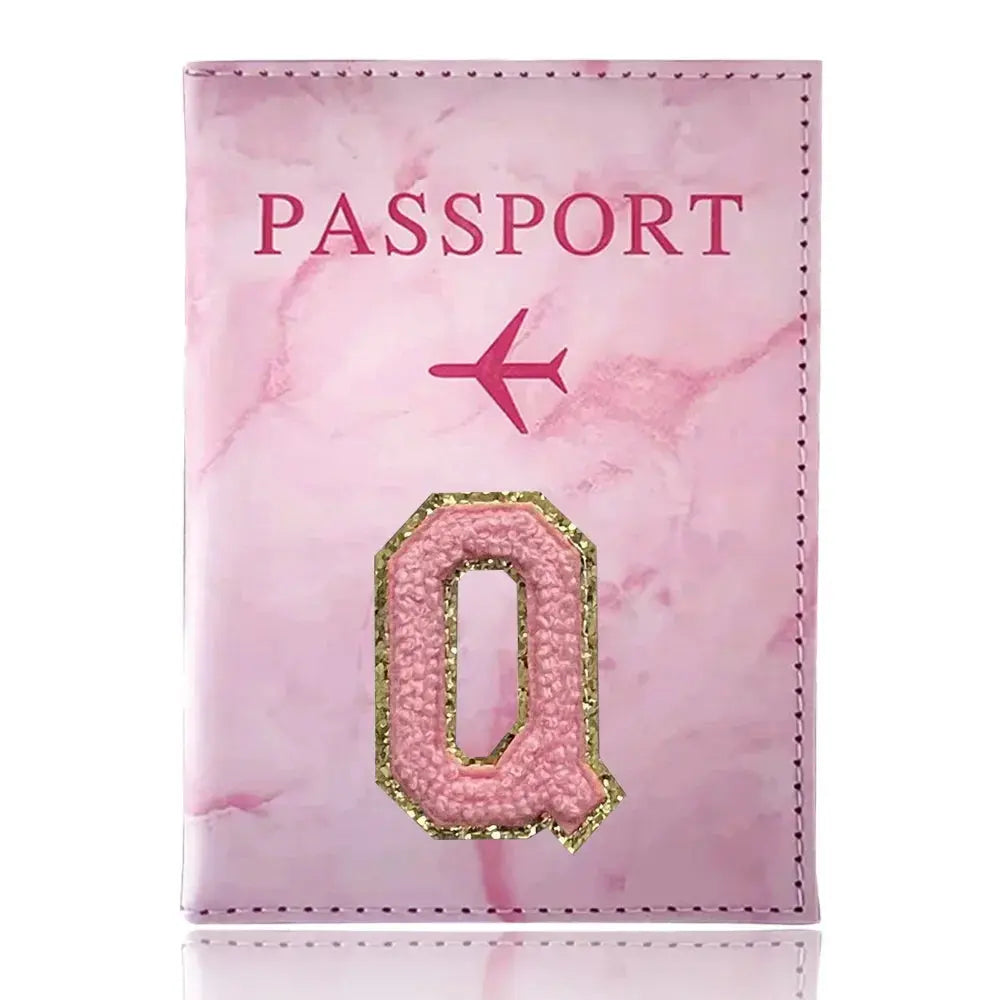 PU Passport Holder Pink Color Ticket Passport Covers Embroidery Label Series ID Credit Card Holder Cover Travel Accessorie TravelTimesAwait