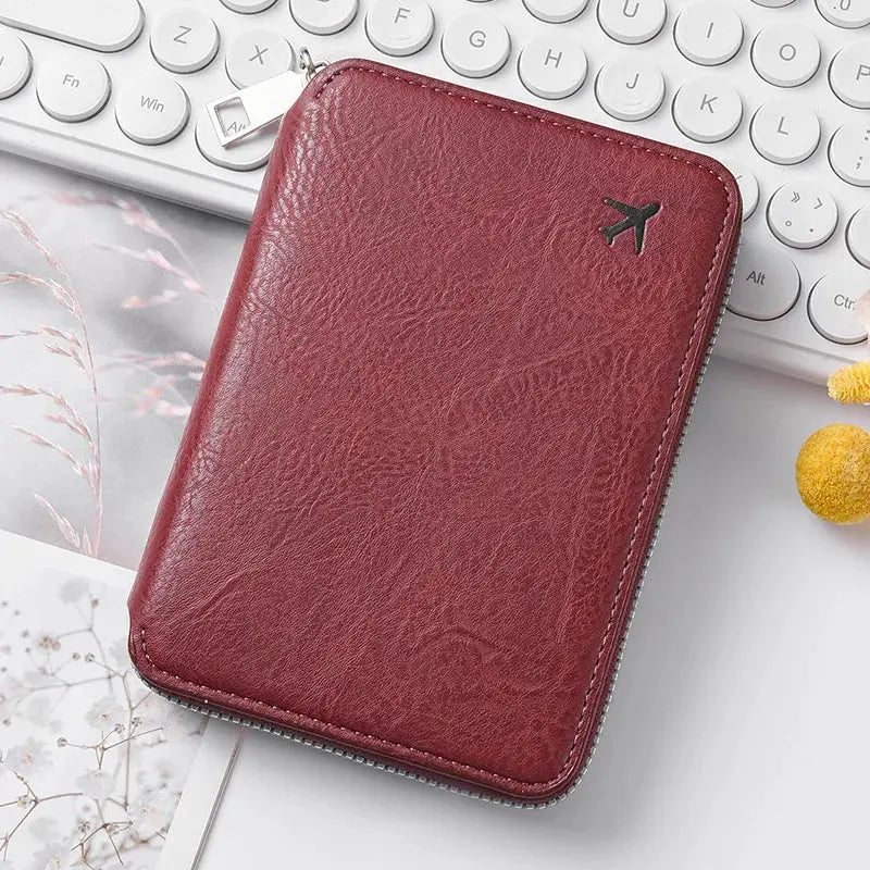 Zippered ID passport case, large capacity ticket organizer card case, travel passport holder A-DH TravelTimesAwait