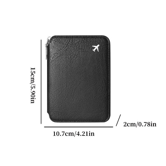Zippered ID passport case, large capacity ticket organizer card case, travel passport holder A-DH TravelTimesAwait