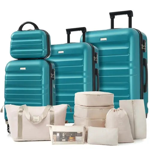 Hardshell ABS Luggage Set - Lightweight & Durable Suitcases with Dual Sangria Beech
