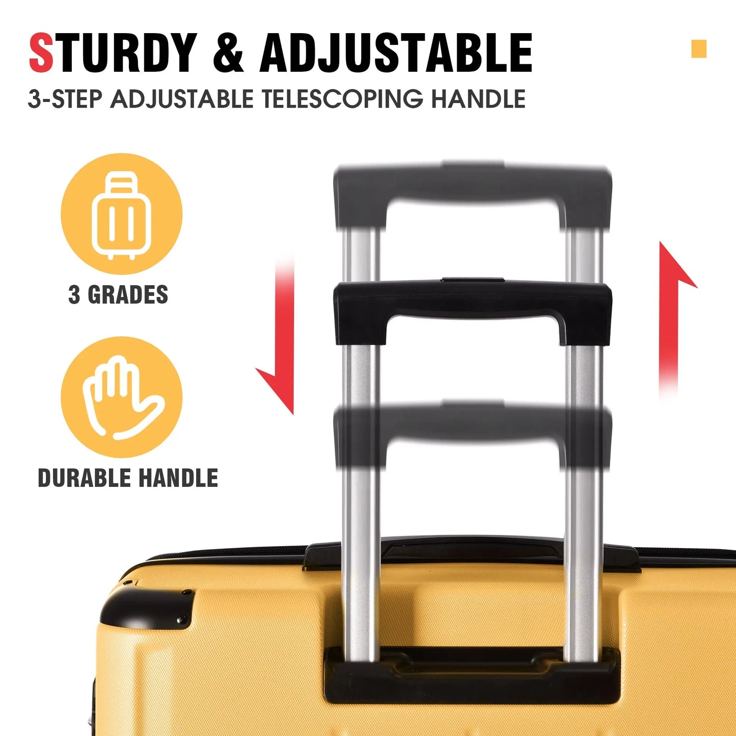 Luggage Sets 3 Piece, Expandable Hard shell ABS Suitcases with Double