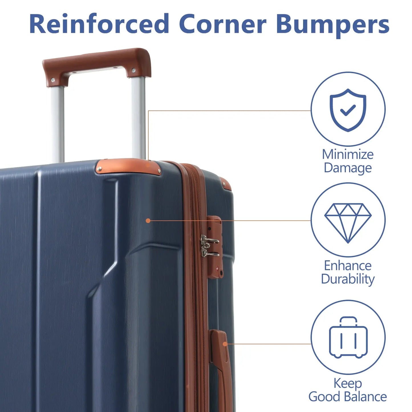 Luggage Sets 3 Piece, Expandable Hard shell ABS Suitcases with Double Sangria Beech