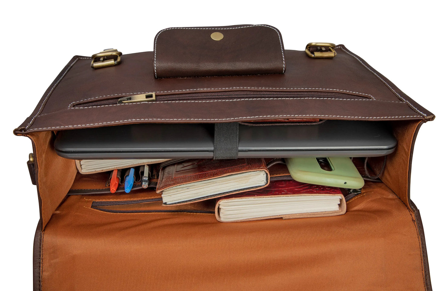 Handmade 15 Inch Black Leather Laptop Messenger Bag For Unisex. Salmon Alder