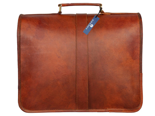 Handmade 16" -18" Leather Laptop Messenger Crossbody Bag For Unisex. Salmon Alder