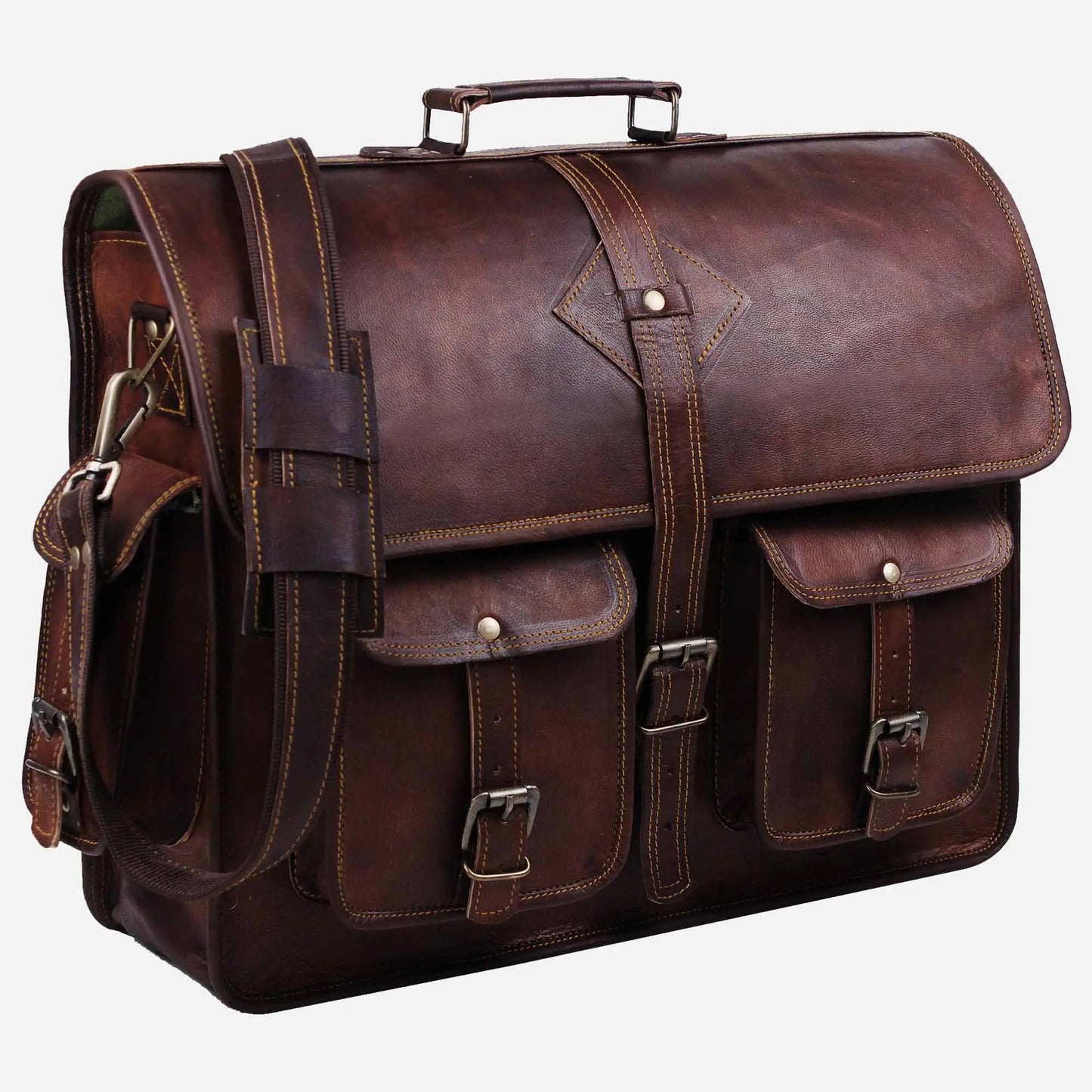 Vintage Leather Messenger Bag Mens. Salmon Alder