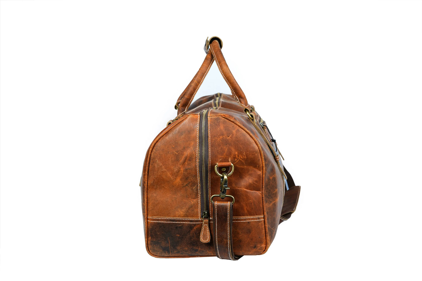 Buffalo Leather Duffle Bag Travel Carry-on Luggage bag. Salmon Alder