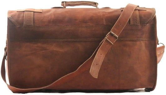 Men's Retro Style Leather Carry On Duffel Bag. Salmon Alder