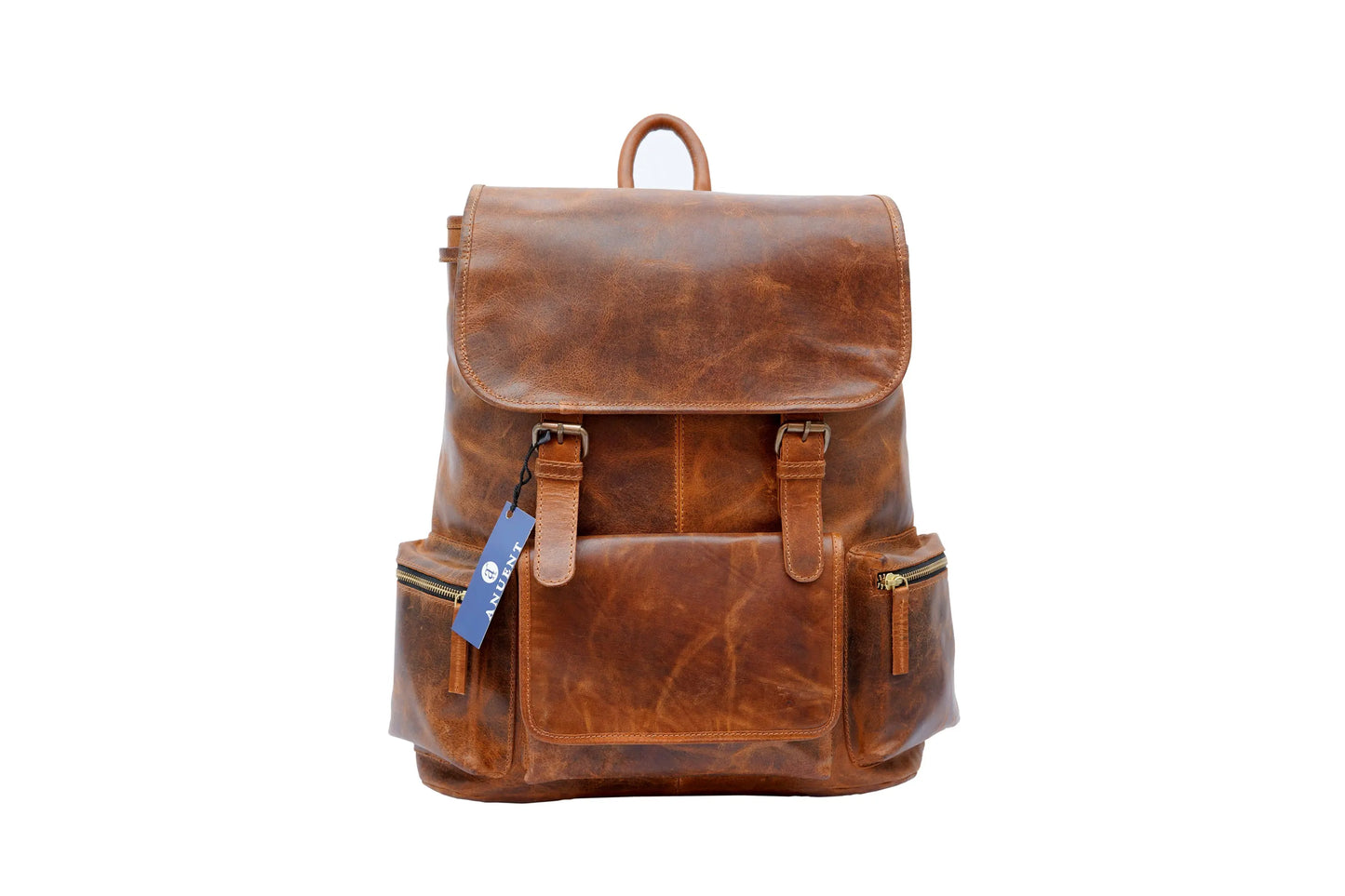 Buffalo Leather Backpack - Handmade 15.5 Inch Unisex Backpack. Salmon Alder
