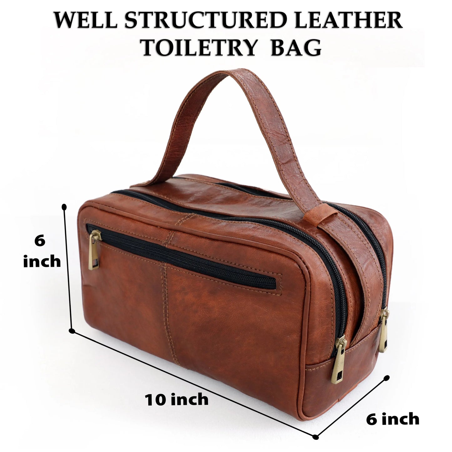 Leather Unisex Toiletry Bag Travel Dopp Kit Cosmetic Organizer Salmon Alder